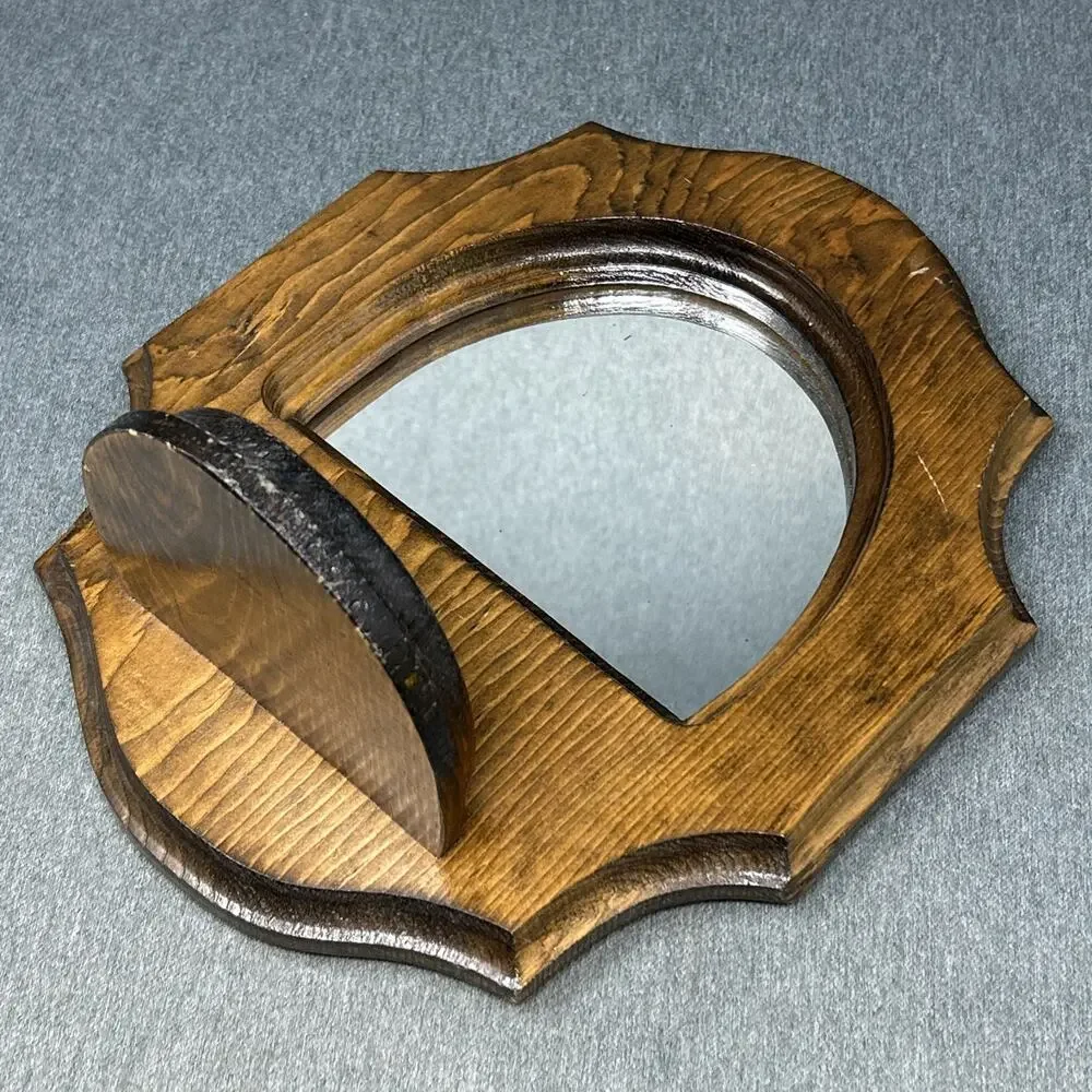 Vintage Woodnymph Solid Wood Wall Mirror Shelf Entryway Vanity Display USA Made